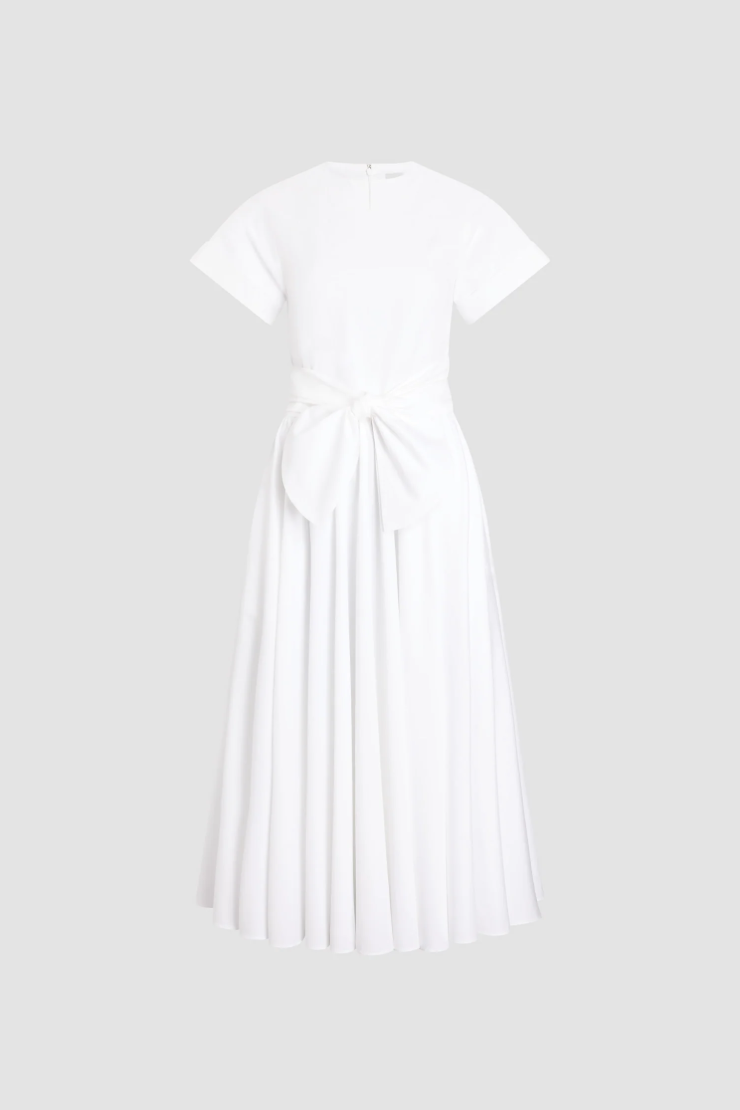 PATOU - Robe midi nouée à manches courtes en coton bio