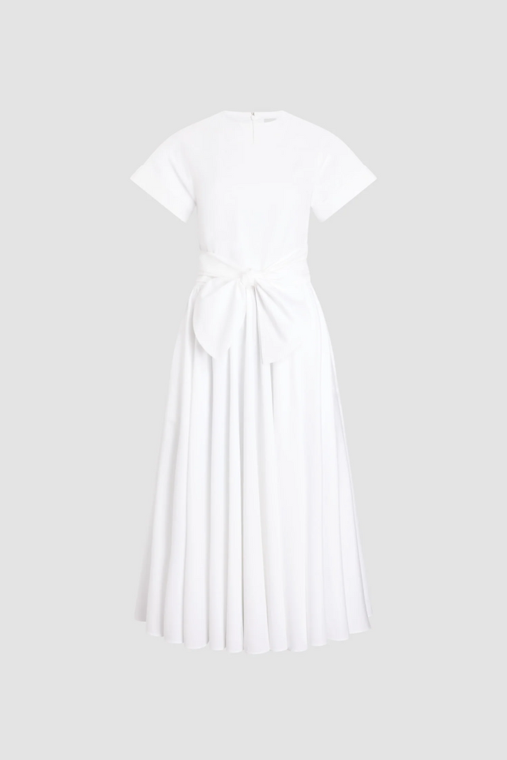 PATOU - Robe midi nouée à manches courtes en coton bio