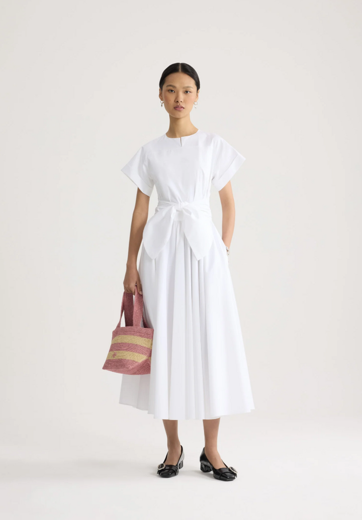 PATOU - Robe midi nouée à manches courtes en coton bio