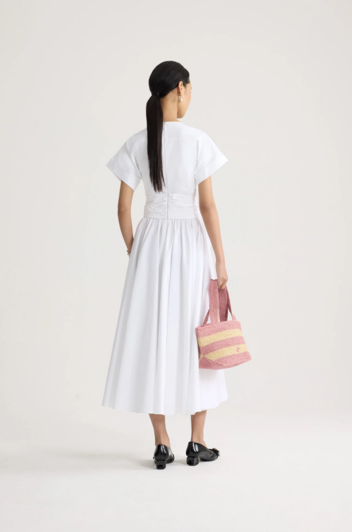 PATOU - Robe midi nouée à manches courtes en coton bio