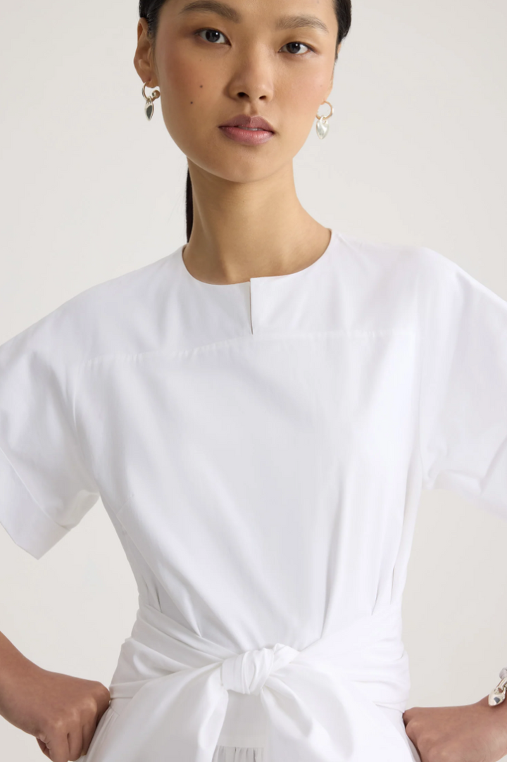 PATOU - Robe midi nouée à manches courtes en coton bio