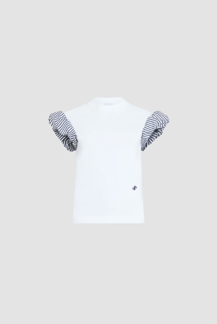 PATOU - T-shirt en coton bio, et détails en faille sur les manches