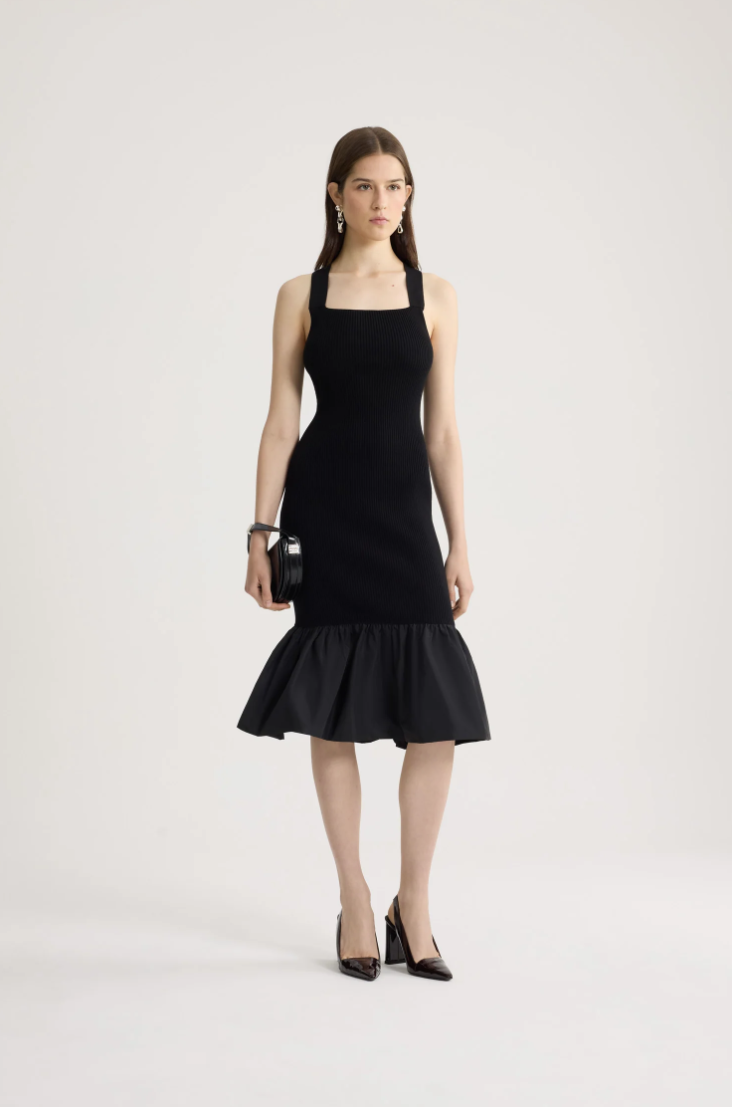 PATOU - Robe longue en coton mélangé éco-responsable, avec détails en faille