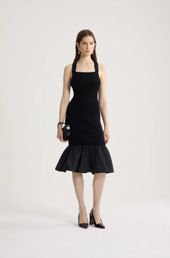 PATOU - Robe longue en coton mélangé éco-responsable, avec détails en faille