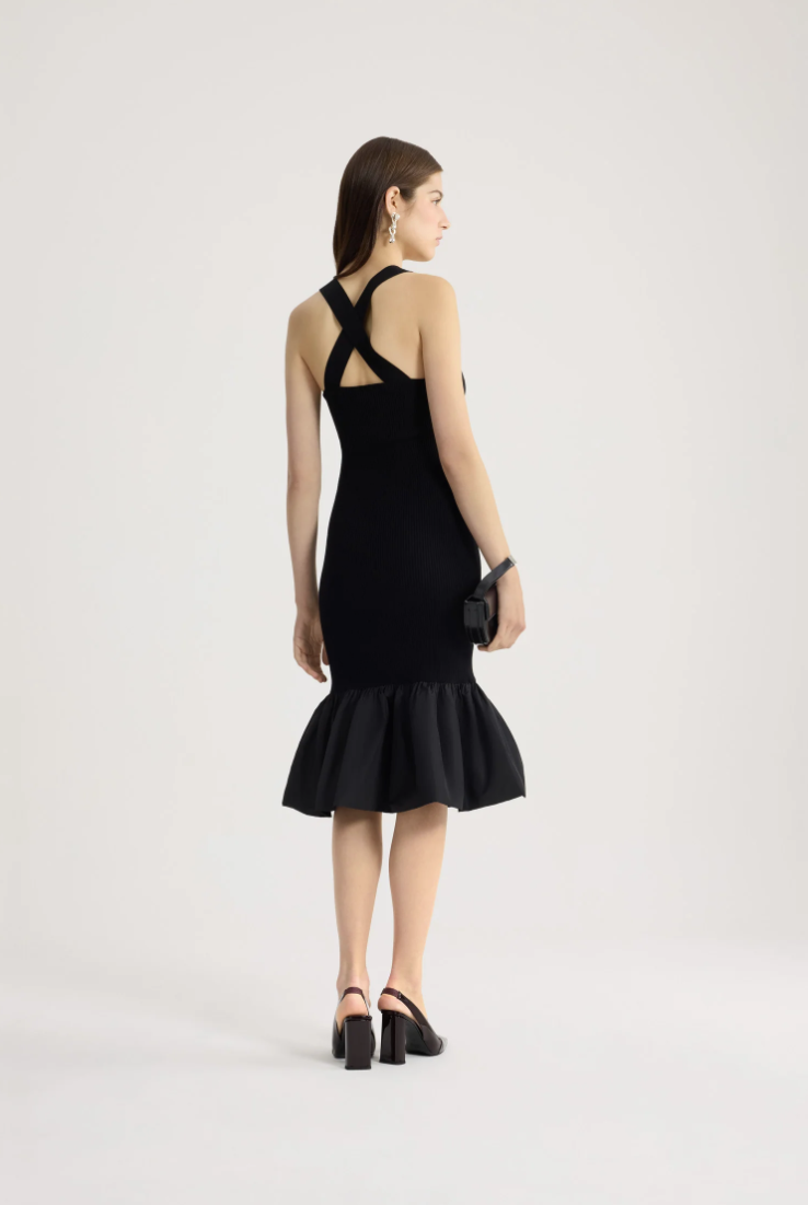 PATOU - Robe longue en coton mélangé éco-responsable, avec détails en faille