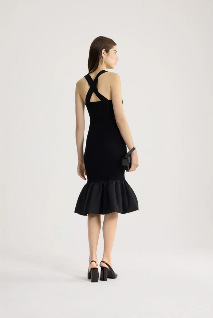 PATOU - Robe longue en coton mélangé éco-responsable, avec détails en faille