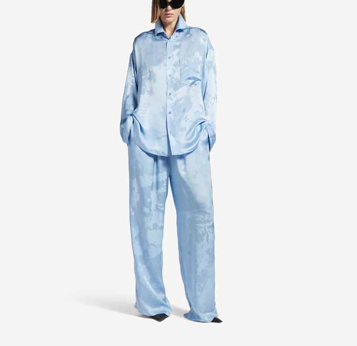 BALENCIAGA - Pantalon Pyjama Washed Crayon Allover pour Femme en Baby Blue