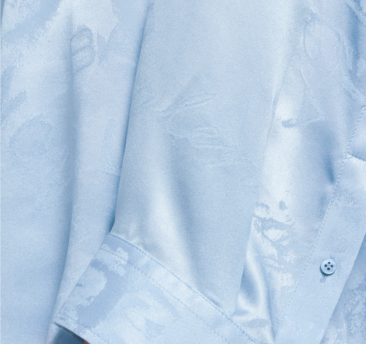 BALENCIAGA - Chemise Cocoon À Manches Longues Washed Crayon Allover pour Femme en Baby Blue