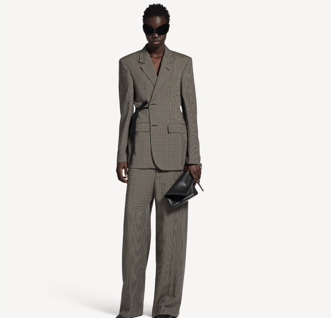 BALENCIAGA - Veste Tailleur Portefeuille pour Femme en Kaki/marron