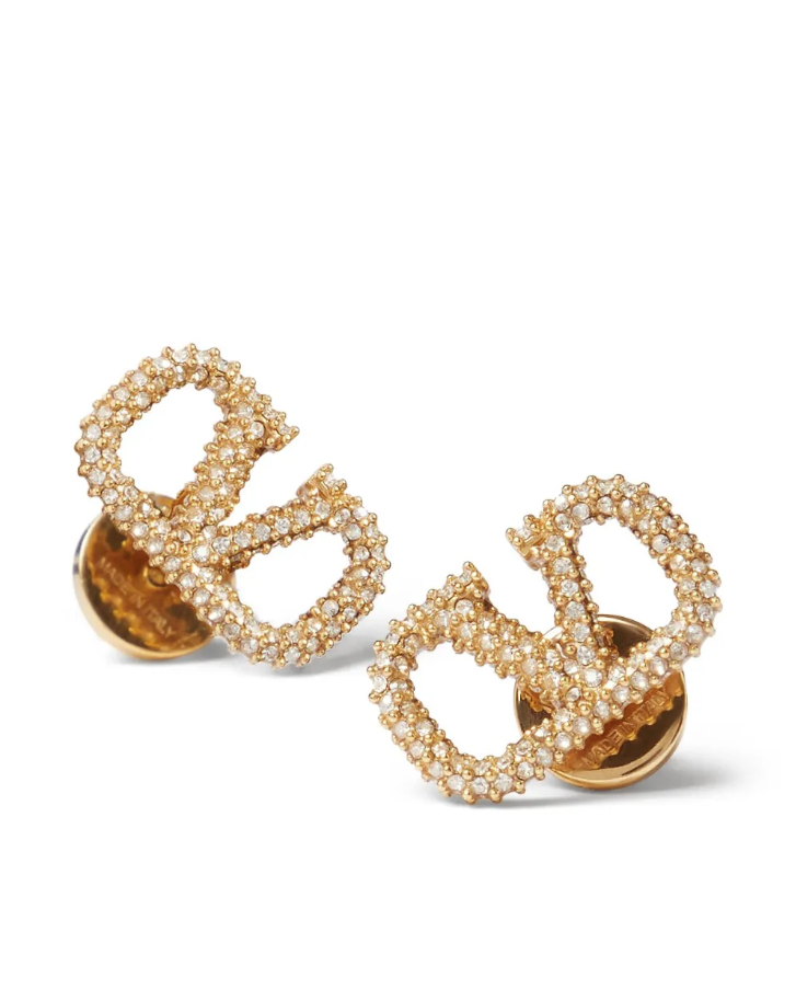 VALENTINO - Boucles d'oreilles Vlogo en cristaux