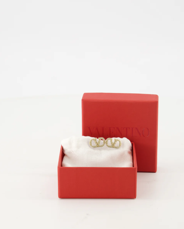 VALENTINO - Boucles d'oreilles Vlogo en cristaux