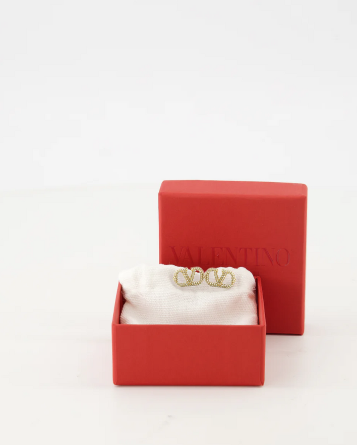 VALENTINO - Boucles d'oreilles Vlogo en cristaux