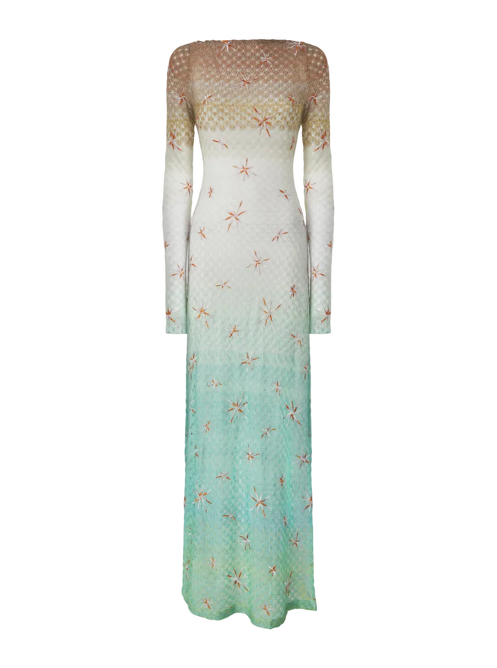 MISSONI - Robe longue de plage en viscose lamé à motif et broderie