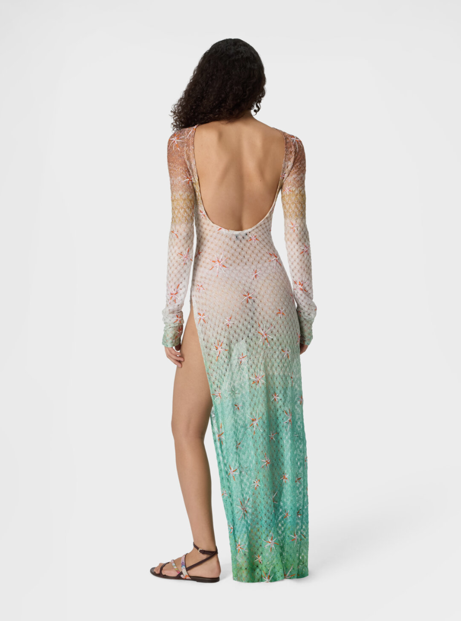 MISSONI - Robe longue de plage en viscose lamé à motif et broderie