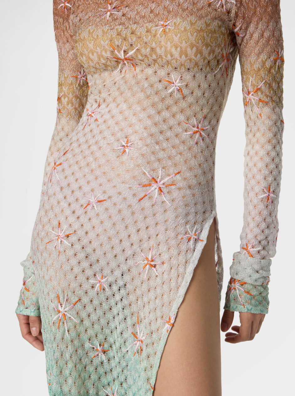 MISSONI - Robe longue de plage en viscose lamé à motif et broderie
