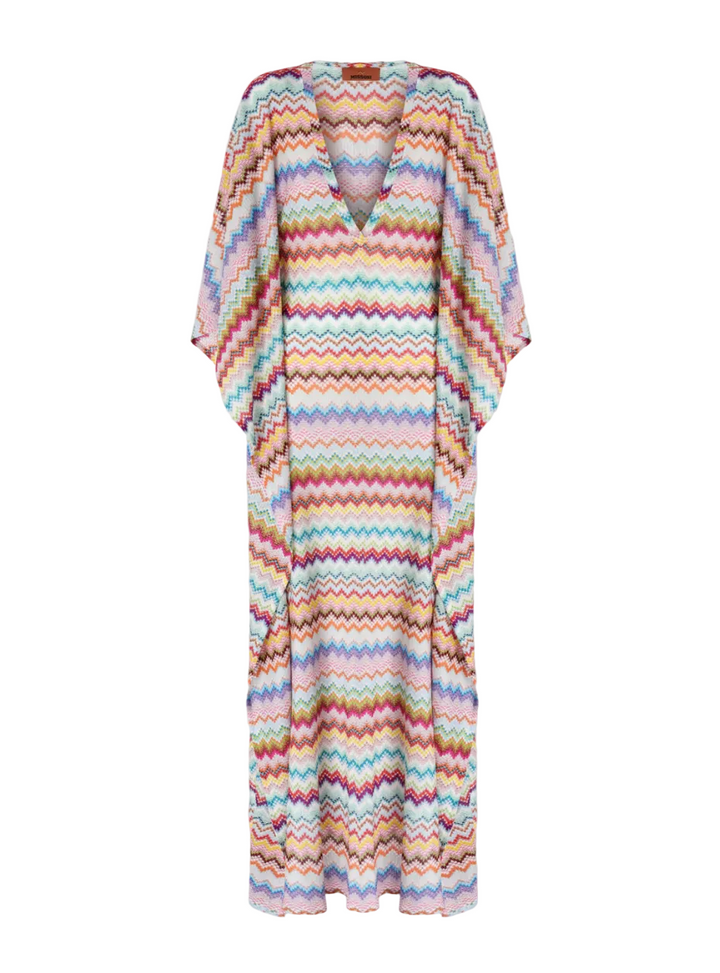 MISSONI - Caftan long de plage à motif micro zigzag effet pixel