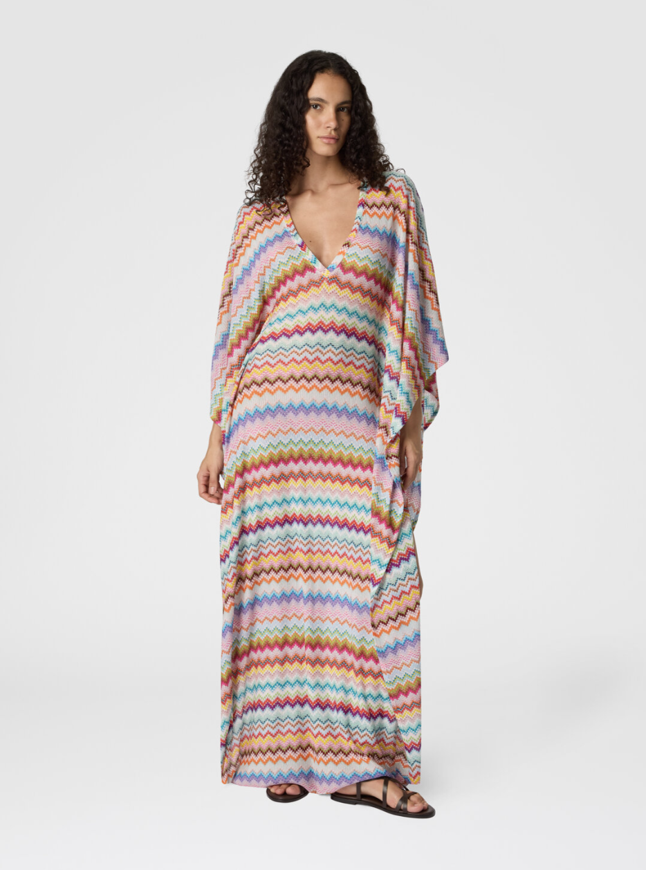 MISSONI - Caftan long de plage à motif micro zigzag effet pixel