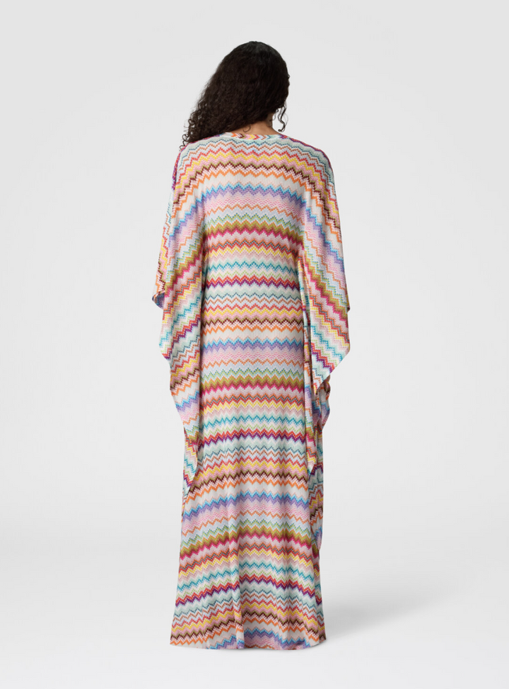 MISSONI - Caftan long de plage à motif micro zigzag effet pixel