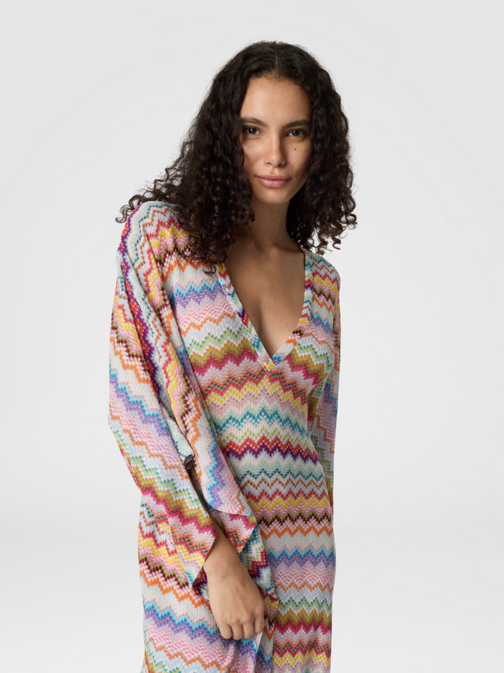 MISSONI - Caftan long de plage à motif micro zigzag effet pixel