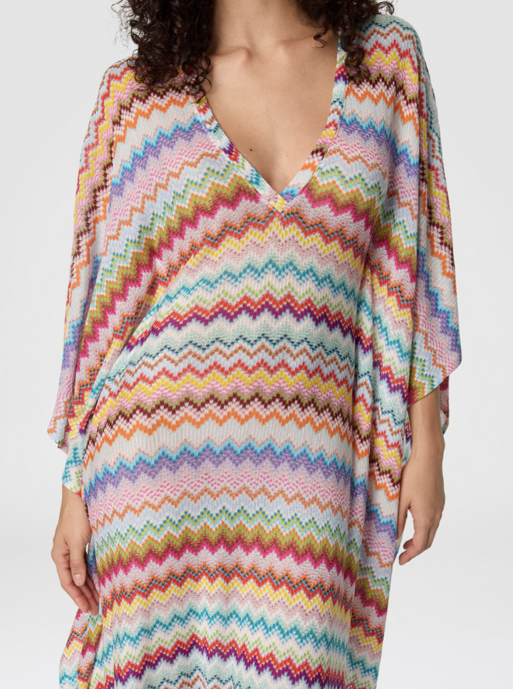 MISSONI - Caftan long de plage à motif micro zigzag effet pixel