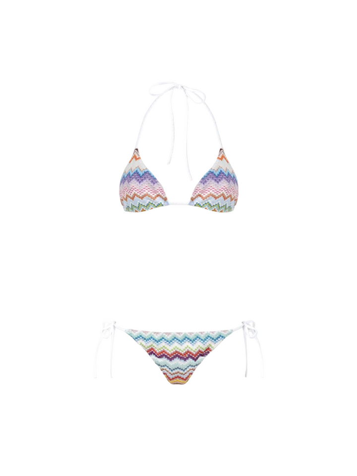 MISSONI - Bikini triangle en viscose lamé à motif zigzag effet pixel