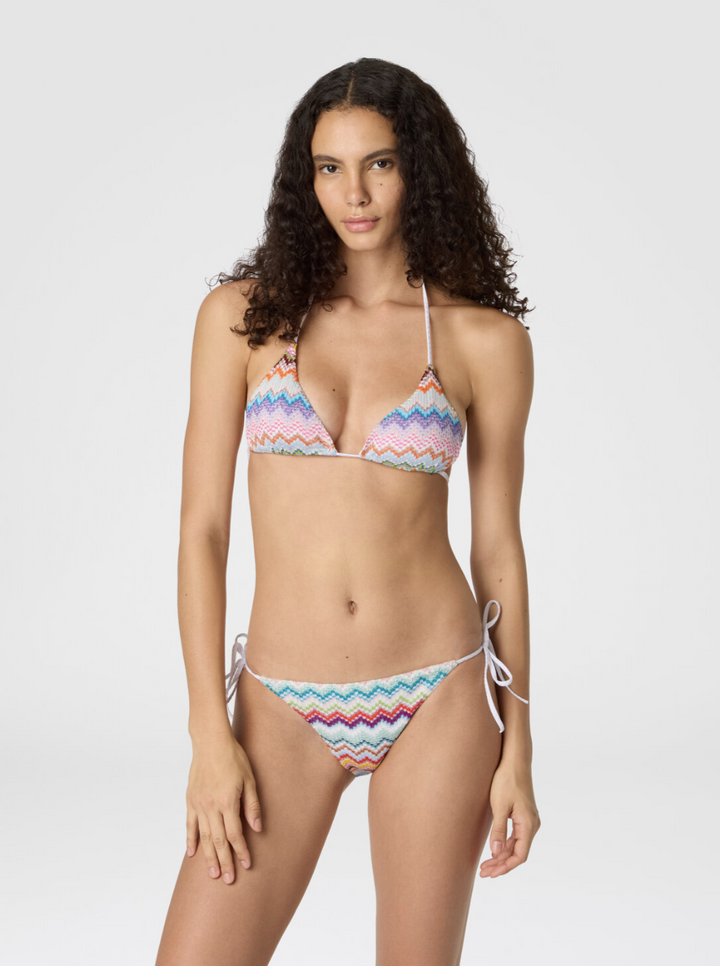 MISSONI - Bikini triangle en viscose lamé à motif zigzag effet pixel