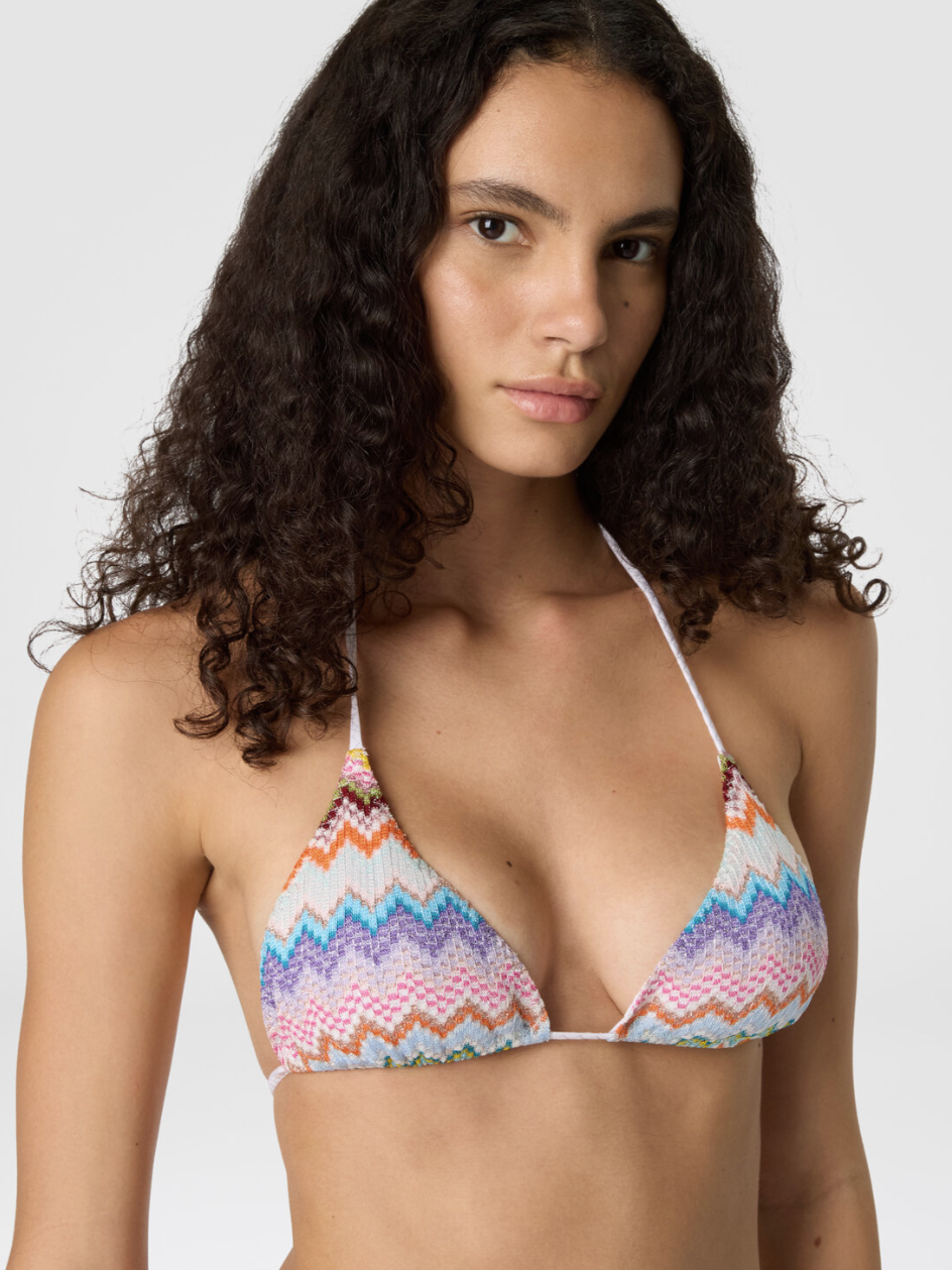 MISSONI - Bikini triangle en viscose lamé à motif zigzag effet pixel