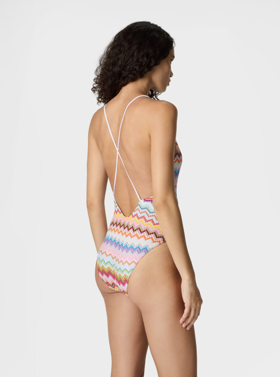MISSONI - Maillot une pièce en viscose lamé à motif zigzag effet pixel avec décolleté en V