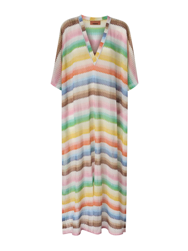 MISSONI - Caftan long de plage à motif zigzag dégradé