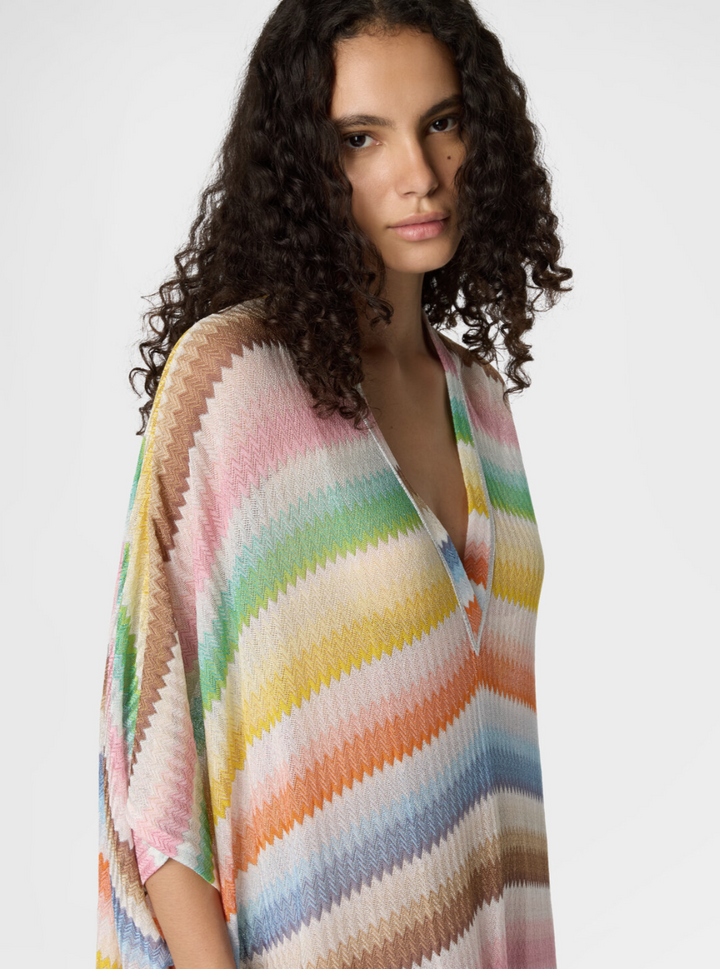 MISSONI - Caftan long de plage à motif zigzag dégradé