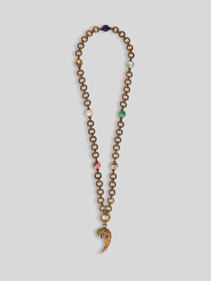 ETRO - COLLIER AVEC PERROQUET PAISLEY ET CRISTAUX