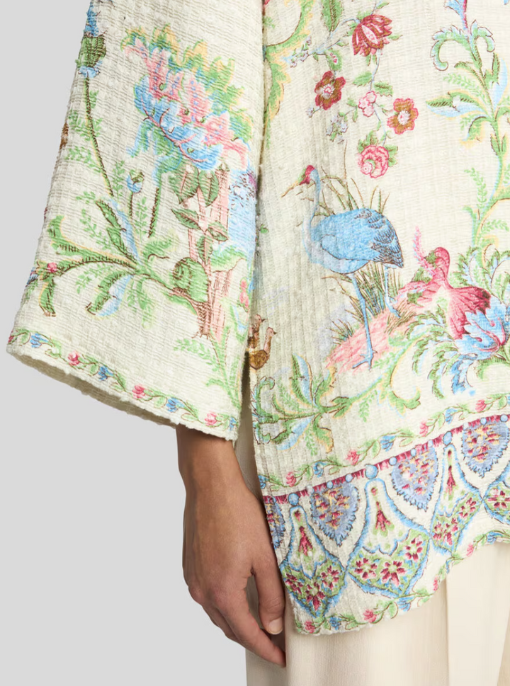 ETRO - KESA EN NATTÉ DE COTON MÉLANGÉ À MOTIF FAUNE ET FLORE