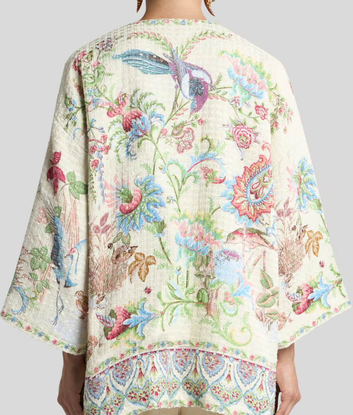 ETRO - KESA EN NATTÉ DE COTON MÉLANGÉ À MOTIF FAUNE ET FLORE