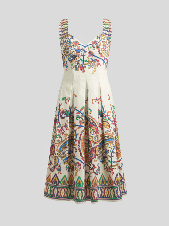 ETRO - ROBE MIDI EN COTON À IMPRIMÉ PAISLEY FLEURI PLACÉ