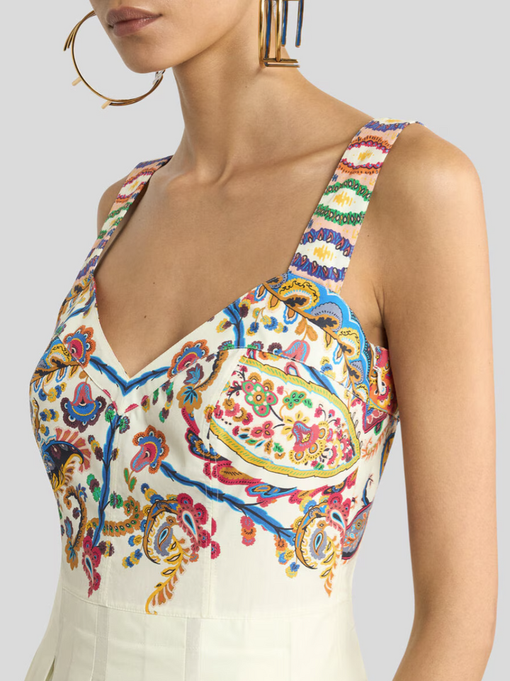 ETRO - ROBE MIDI EN COTON À IMPRIMÉ PAISLEY FLEURI PLACÉ