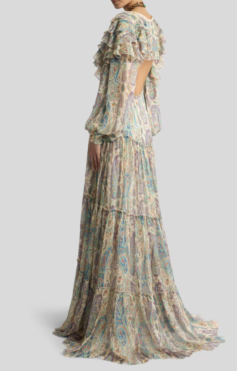 ETRO - ROBE LONGUE EN SOIE À MOTIF PAISLEY FLEURI