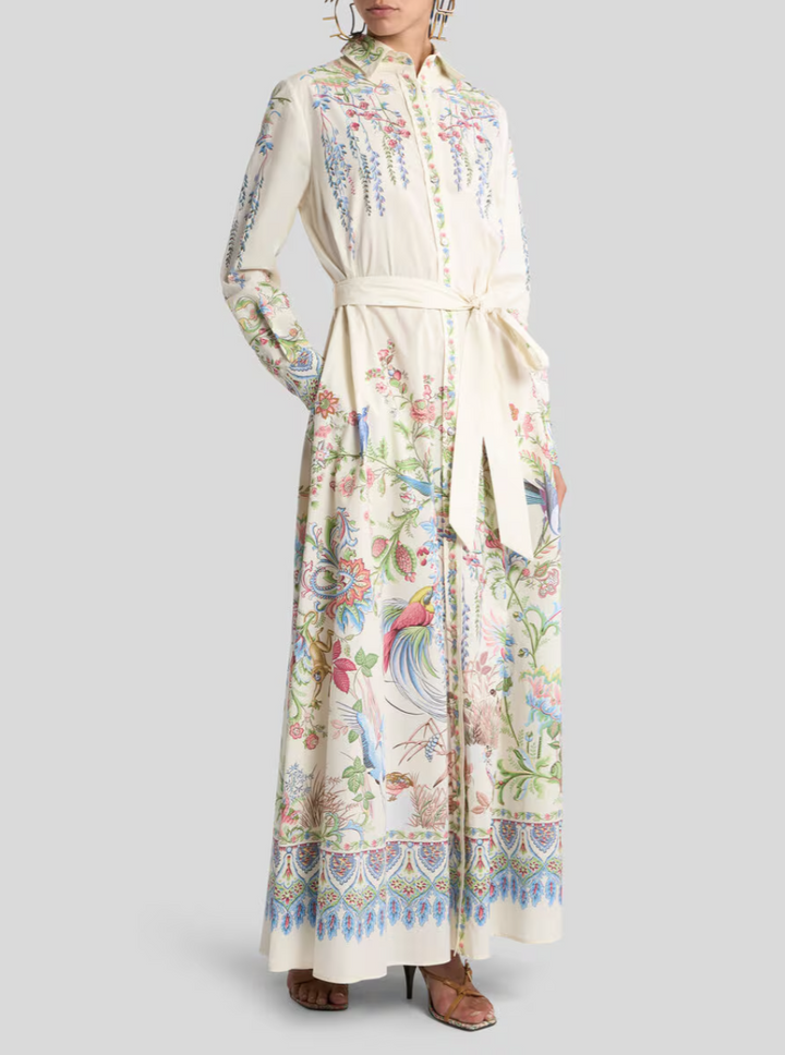 ETRO - ROBE CHEMISE LONGUE EN COTON À IMPRIMÉ FAUNE ET FLORE PLACÉ