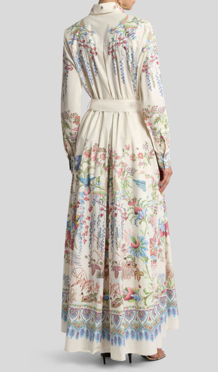 ETRO - ROBE CHEMISE LONGUE EN COTON À IMPRIMÉ FAUNE ET FLORE PLACÉ
