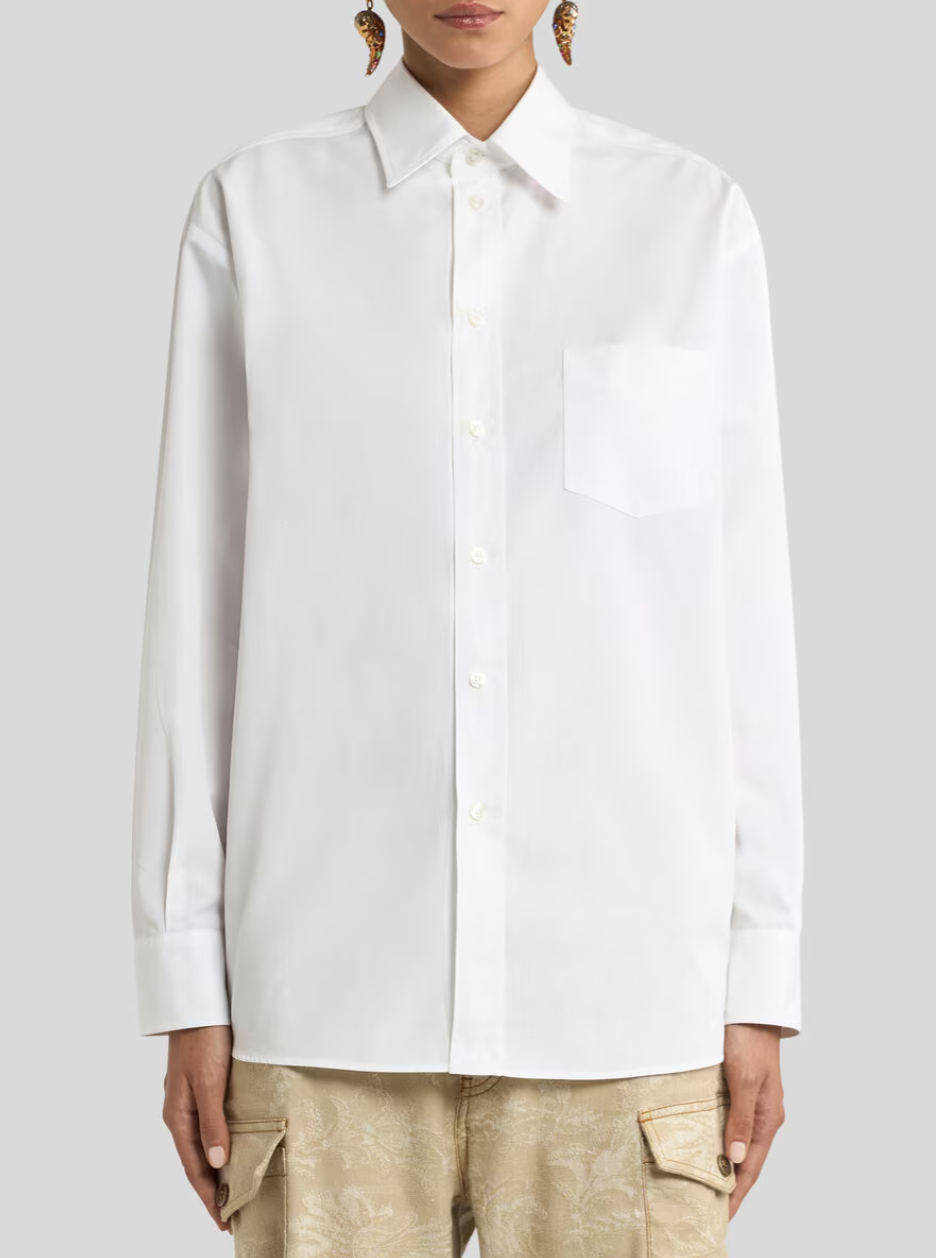 ETRO - CHEMISE EN COTON AVEC EMPIÈCEMENT EN SOIE AU DOS