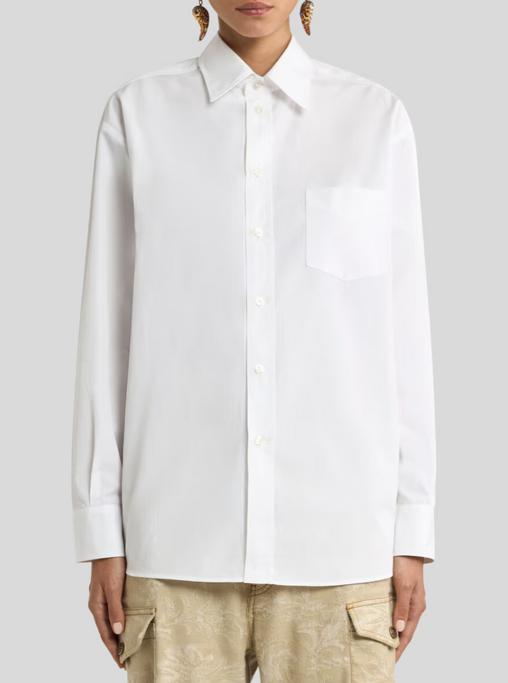 ETRO - CHEMISE EN COTON AVEC EMPIÈCEMENT EN SOIE AU DOS