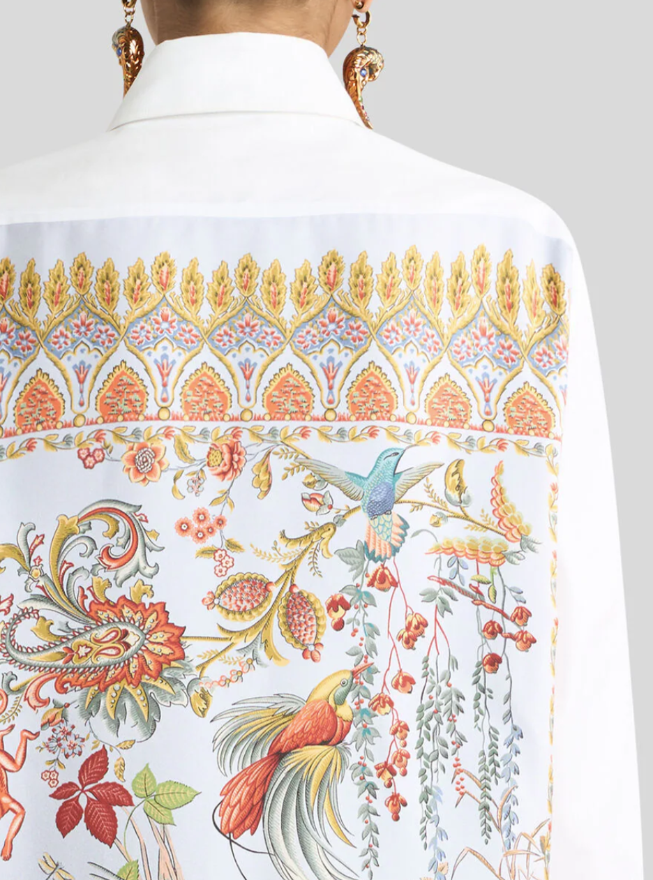 ETRO - CHEMISE EN COTON AVEC EMPIÈCEMENT EN SOIE AU DOS
