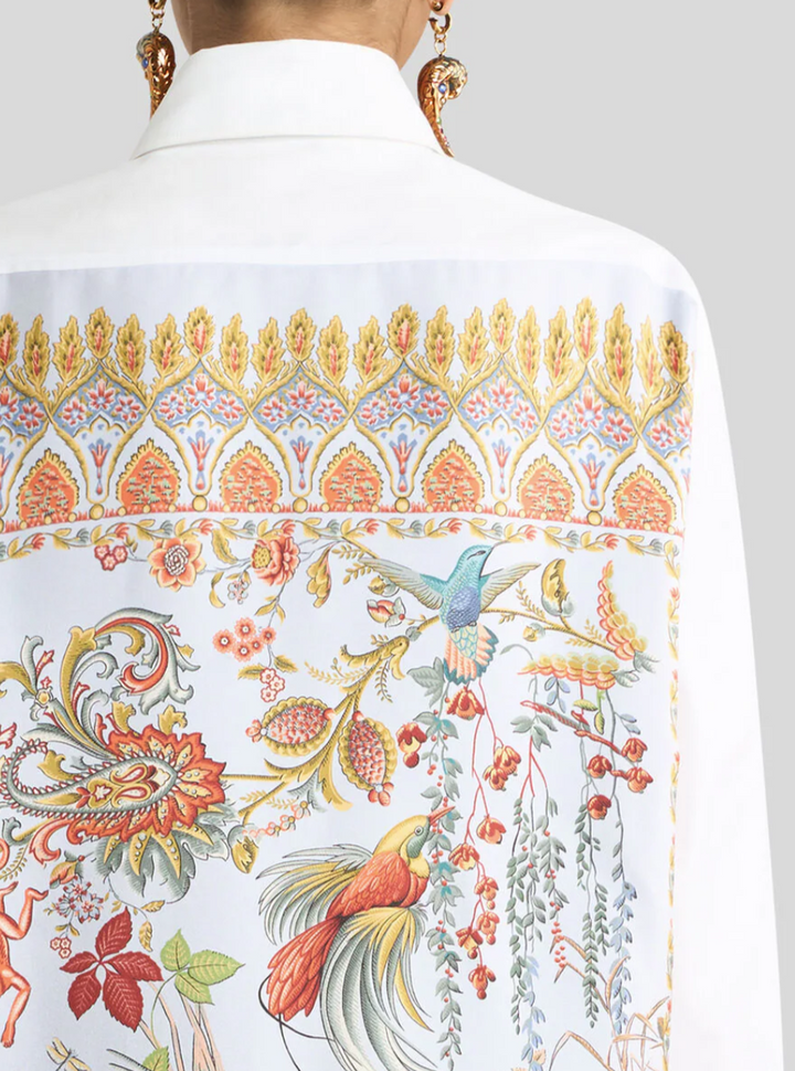 ETRO - CHEMISE EN COTON AVEC EMPIÈCEMENT EN SOIE AU DOS