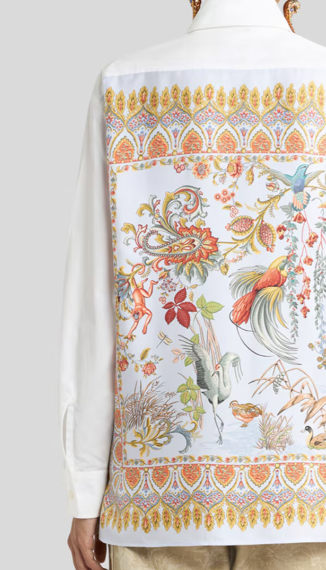 ETRO - CHEMISE EN COTON AVEC EMPIÈCEMENT EN SOIE AU DOS