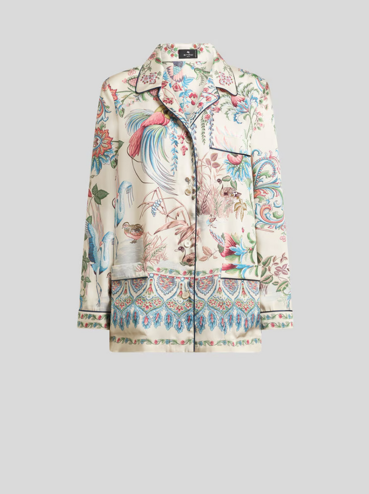 ETRO - CHEMISE EN TWILL À IMPRIMÉ FAUNE ET FLORE PLACÉ