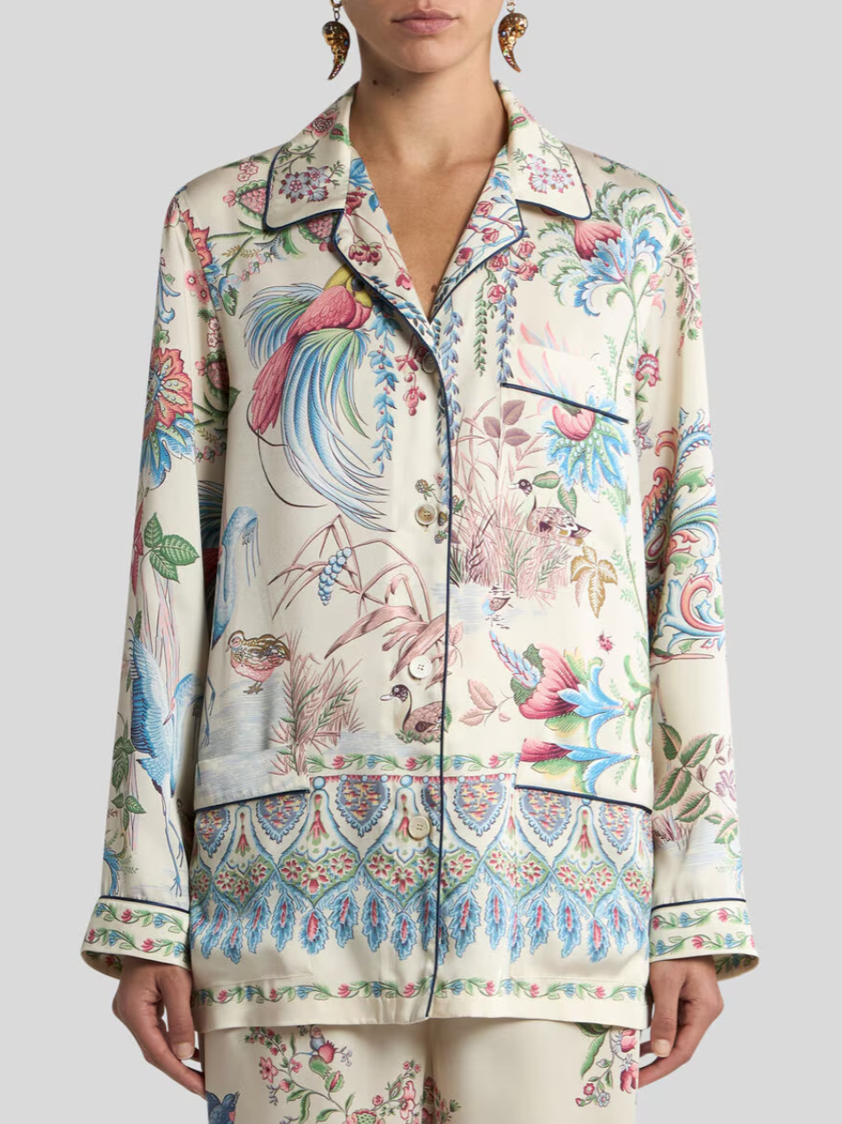 ETRO - CHEMISE EN TWILL À IMPRIMÉ FAUNE ET FLORE PLACÉ