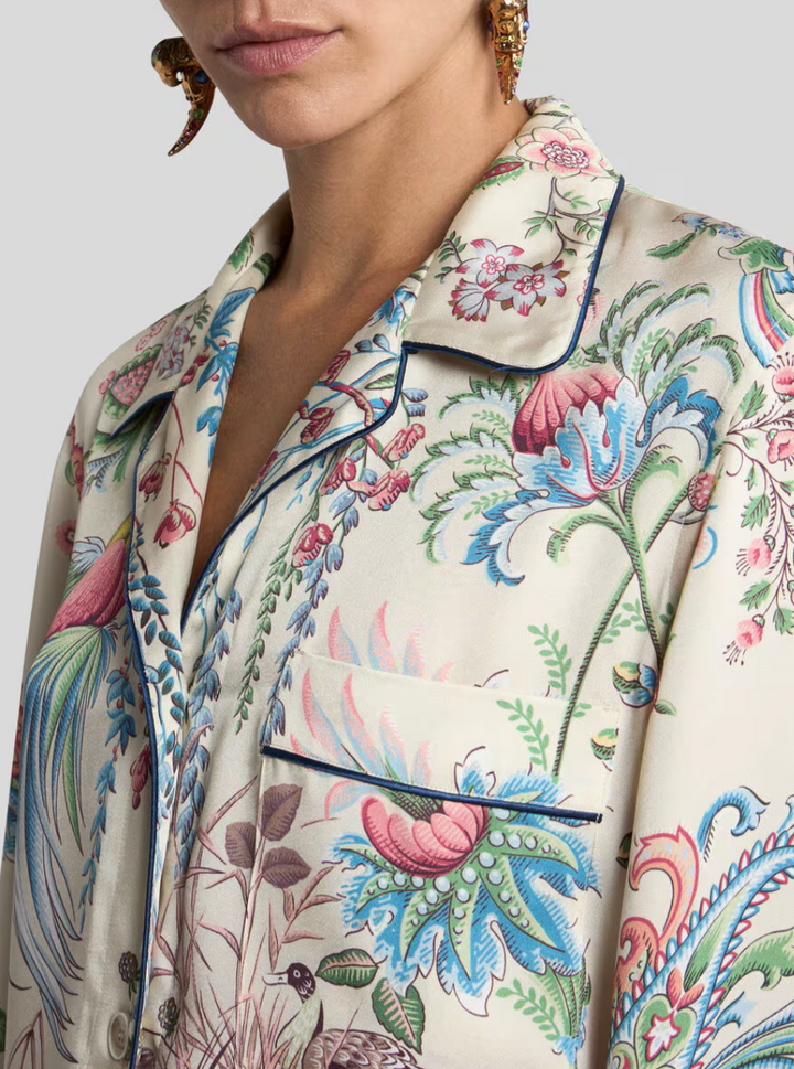 ETRO - CHEMISE EN TWILL À IMPRIMÉ FAUNE ET FLORE PLACÉ