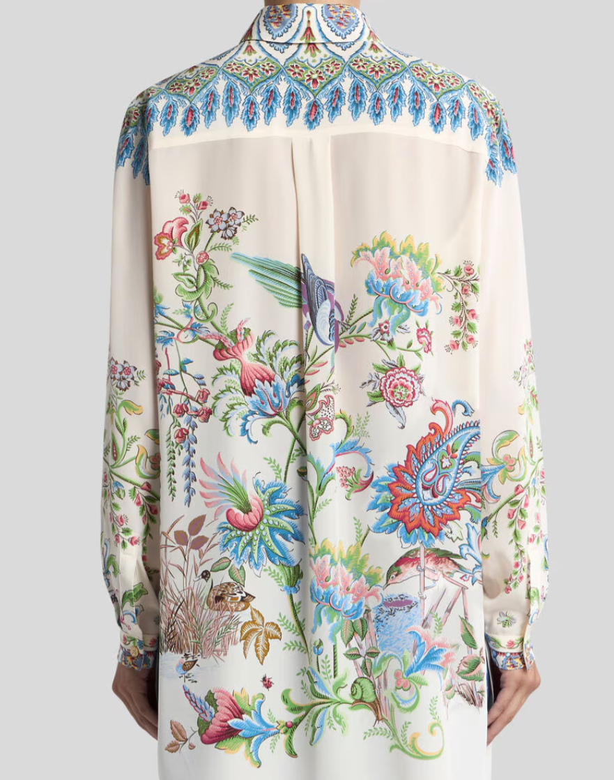ETRO - CHEMISE LONGUE EN SOIE À IMPRIMÉ FLORAL PLACÉ