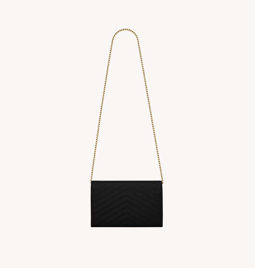 SAINT LAURENT - CASSANDRE classic CHAIN WALLET EN CUIR GRAIN DE POUDRE