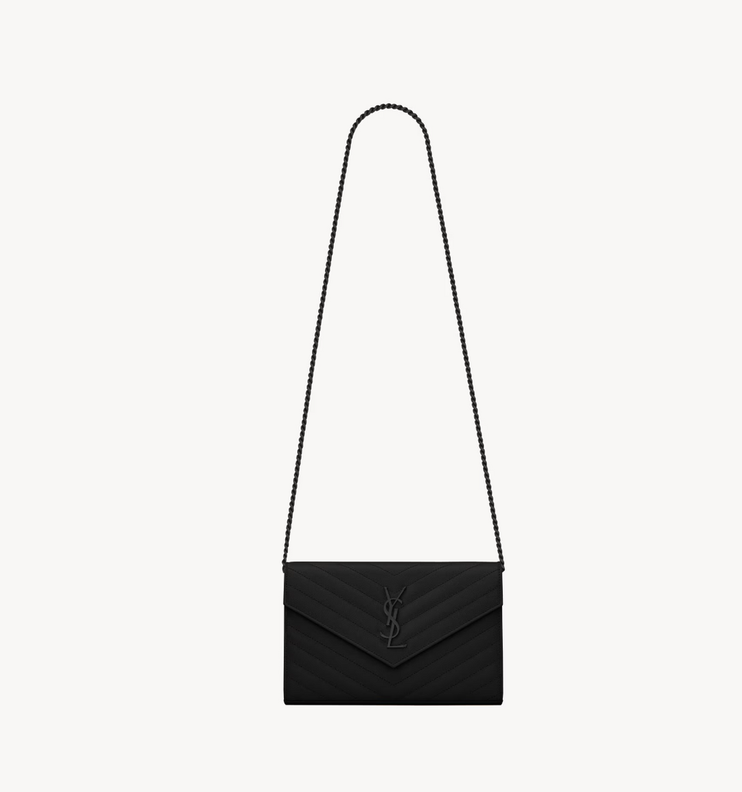 SAINT LAURENT - CASSANDRE classic CHAIN WALLET EN CUIR GRAIN DE POUDRE