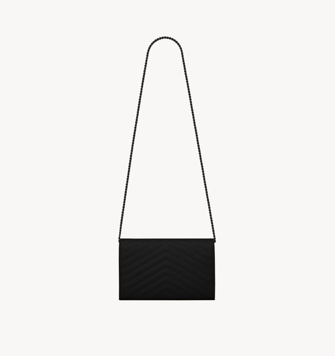 SAINT LAURENT - CASSANDRE classic CHAIN WALLET EN CUIR GRAIN DE POUDRE